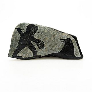 Inuit Tribal Soapstone/Regional Stone Figurine Two Sided Sculpture Hunters