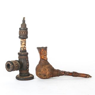African Hand Crafted Gord And Wood Pipe
