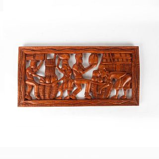 African Hand Carved Wooden Wall Plaque