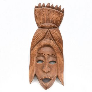 Vintage Tribal Carved Wooden Wall Mask