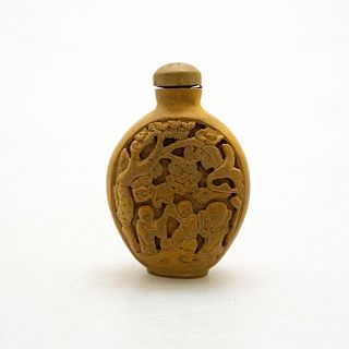 Chinese Vintage Resin Snuff Bottle, Gods Of Longevity