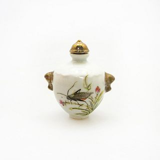 Chinese Vintage Snuff Bottle, Cricket Of Longevity