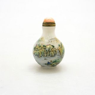 Chinese Vintage Snuff Bottle, Mountain Village