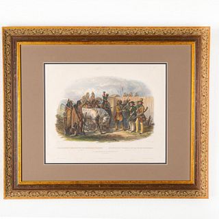Framed Print, The Travelers Meeting With Minataree Indians