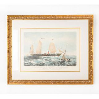 Ackerman And Comp Lithograph Print, The Steam Ship President