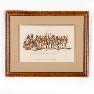 Vintage War Dance Of The Sauks And Foxes Lithograph Print