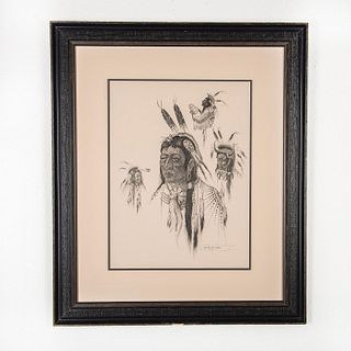 Woody Crumbo Kiowa Print, Wooden Lance