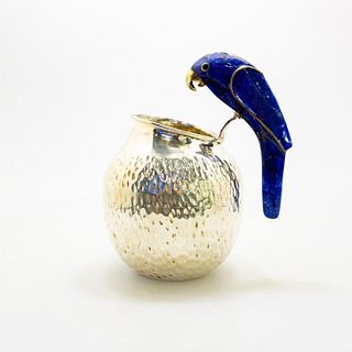Taxco Silver Pitcher With Parrot In Lapis Stone
