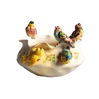 Massier Figural Group, Birds On A Bowl