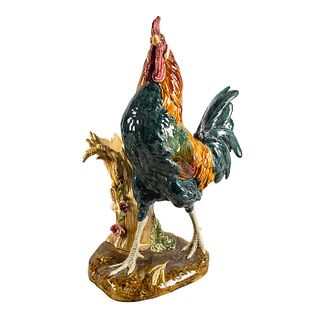 Fine Camorlea Faience Majolica Rooster With Vase