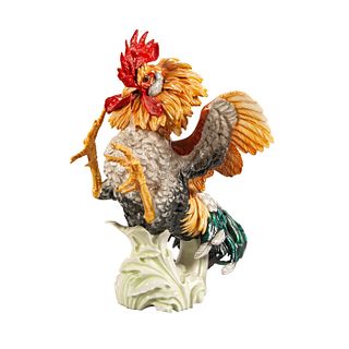 Albora Fighting Cock Rooster Figurine In Porcelain