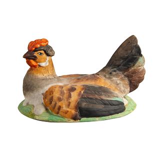 Staffordshire Ceramic Figural Group Hen Lid