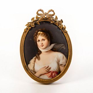 Kpm Porcelain Plaque, Portrait Of Josephine, Brass Frame