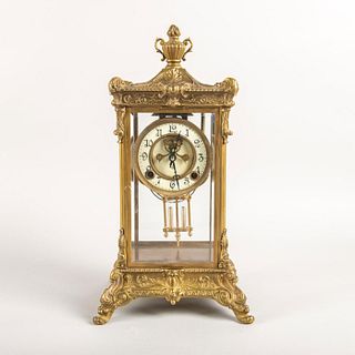 Ansonia Crystal Bronze Mantel Clock