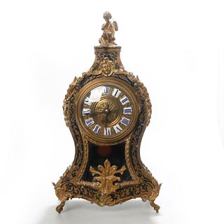Antique French Bronze And Glass Clock With Ornate Design