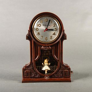 Vintage Mastercrafters Bakelite Clock, Swinging Girl