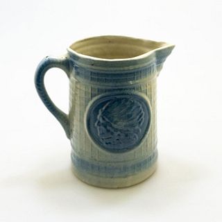 Blue And White Stoneware Indian In War Bonnet Pitcher