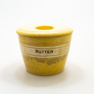 Yellow Ware Butter Crock With Cover