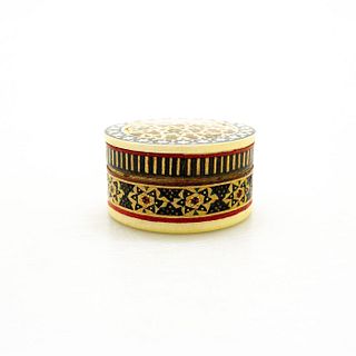 Russian Palekh Miniature Round Enamel Trinket Box