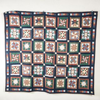 Large Big Star Quilt, Hand Sewn