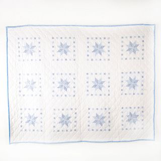Vintage Blue And White Star Design Quilt