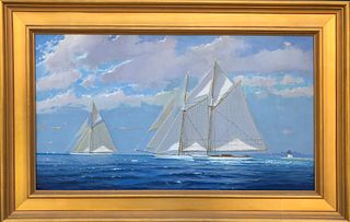William Lowe Oil on Linen "Perfect Sailing Day - Nantucket"