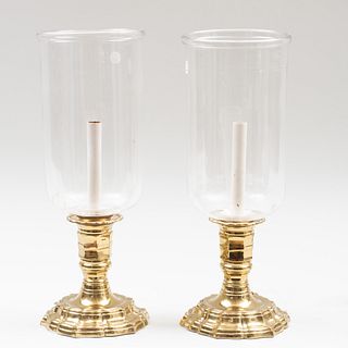 Pair of Louis XIV Style Gilt-Metal and Glass Photophores