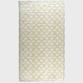 Green, Blue and Cream 'Grand Trellis" Linen Carpet, Stark