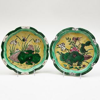 Pair of Chinese Famille Verte Porcelain Sweet Meat Dishes