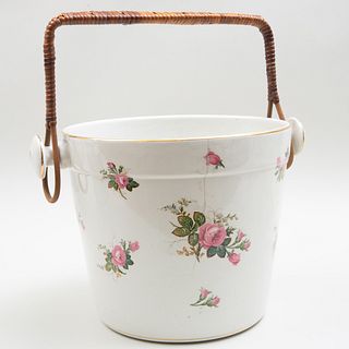 Porcelain Bucket with Wicker Handle