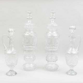 Two Pairs of Cut Glass Table Articles