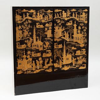 Chinese Black Lacquer and Parcel-Gilt Cabinet