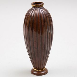 Christofle Gilt-Bronze Reeded Vase
