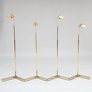 Group of Four Casella Brass Retractable Reading Lamps