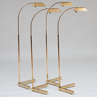 Group of Four Casella Brass Retractable Reading Lamps