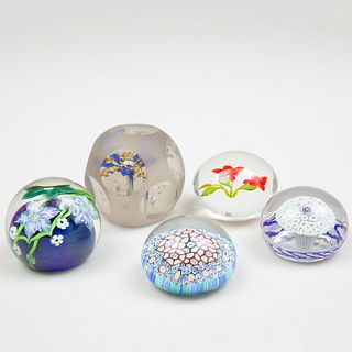 Group of Five Glass Paperweights