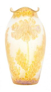 An Austrian Iridescent Cameo Glass Vase Height 10 3/4 inches.