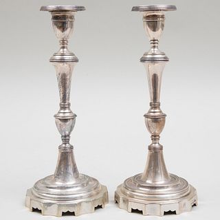 Pair of Portuguese Silver Candlesticks Retailed by Cartier