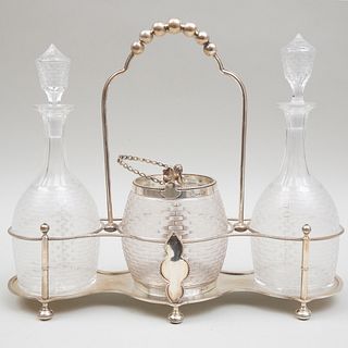 Victorian Silver and Glass Decanter Stand