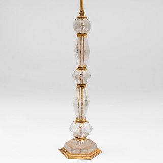Continental Gilt-Metal-Mounted Etched Glass Lamp