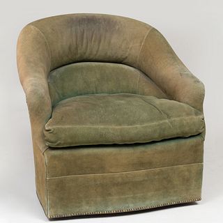 De Angelis Green Suede Tub Chair