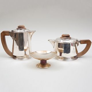 Puiforcat Art Deco Style Silver Teapot and a Coffee Pot