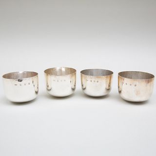 Set of Four English Silver Tumblers
