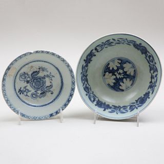 Chinese Blue and White Porcelain Bowl and Dish