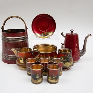 Russian Silver and Enamel Coffee Set