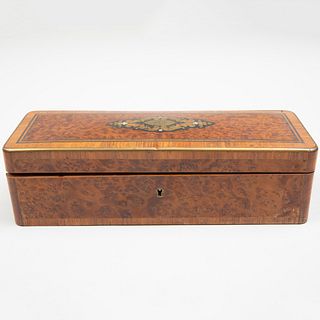 Napoleon III Brass Inlaid Burlwood and Mother-of-Pearl Glove Box