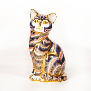 Royal Crown Derby Figural Paperweight, Seated Cat