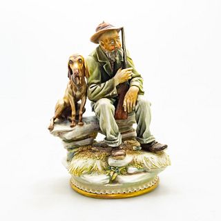 Capodimonte A. Borsato Figural Group, Hunter with Dog