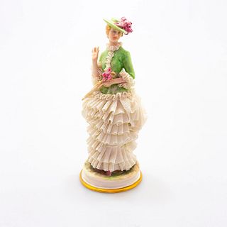 Capodimonte A. Marino Lace Figurine, Woman with Umbrella