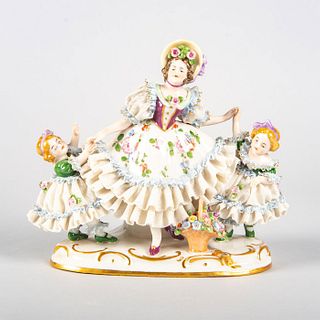 Dresden Art Porcelain Figurine, Mother With Children